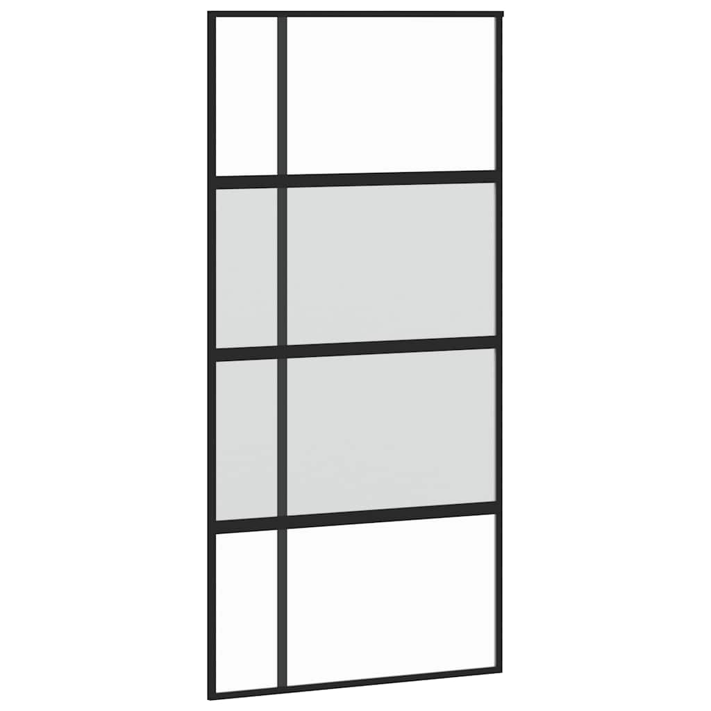 Schuifdeur met beslagset 102,5x205 cm gehard glas zwart