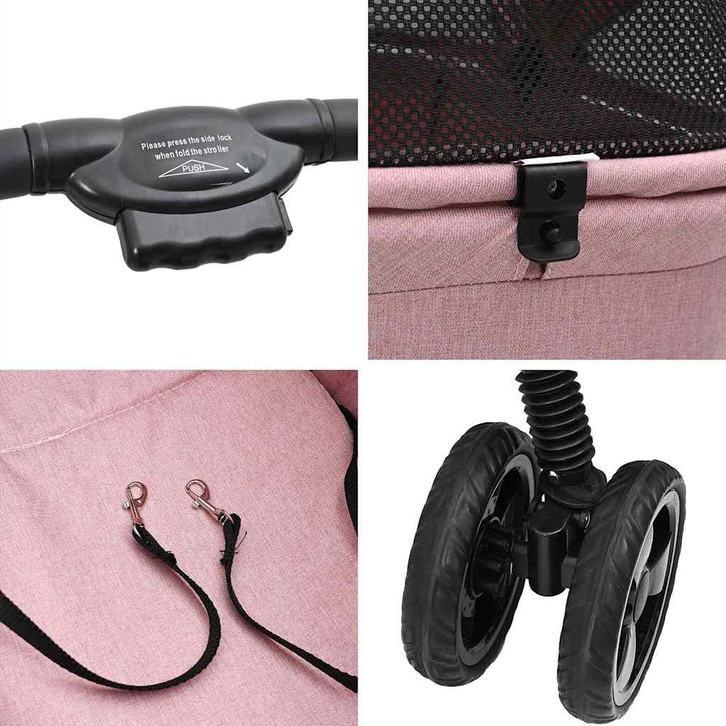 Opvouwbare Huisdierenwagen Verstelbaar Roze 81 x 47 x 99 cm