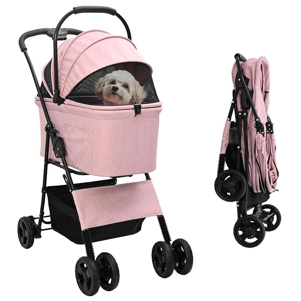 Opvouwbare Huisdierenwagen Verstelbaar Roze 81 x 47 x 99 cm