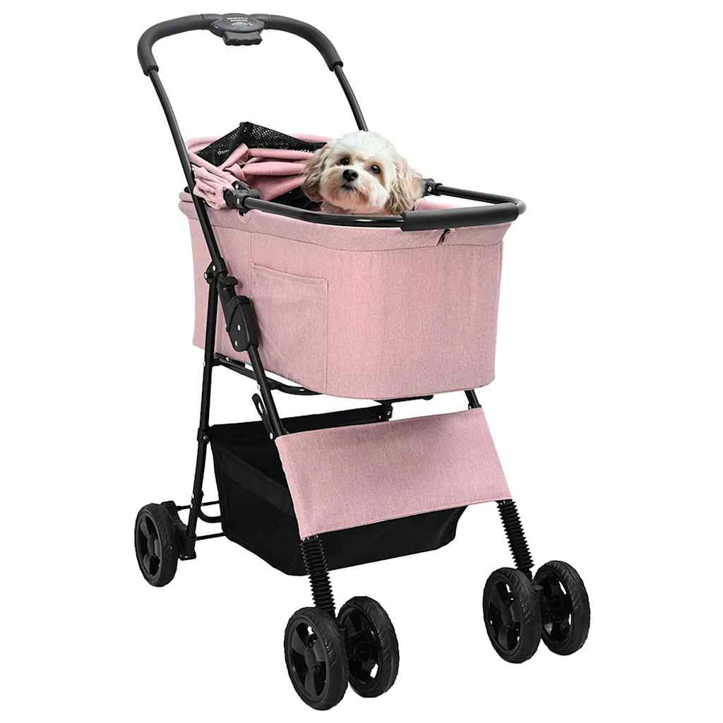 Opvouwbare Huisdierenwagen Verstelbaar Roze 81 x 47 x 99 cm