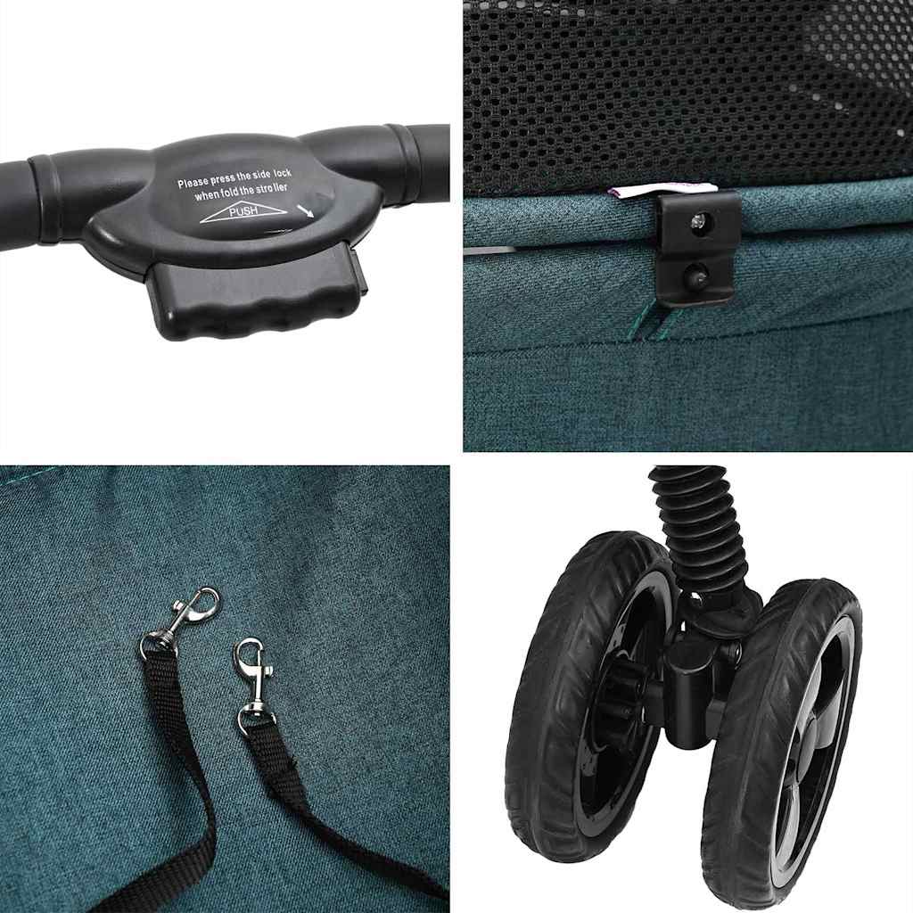 Opvouwbare Huisdierenwagen Verstelbaar Groen 81 x 47 x 99 cm