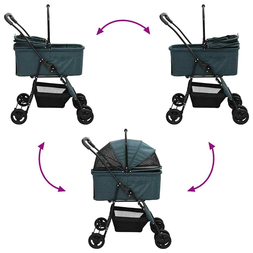 Opvouwbare Huisdierenwagen Verstelbaar Groen 81 x 47 x 99 cm