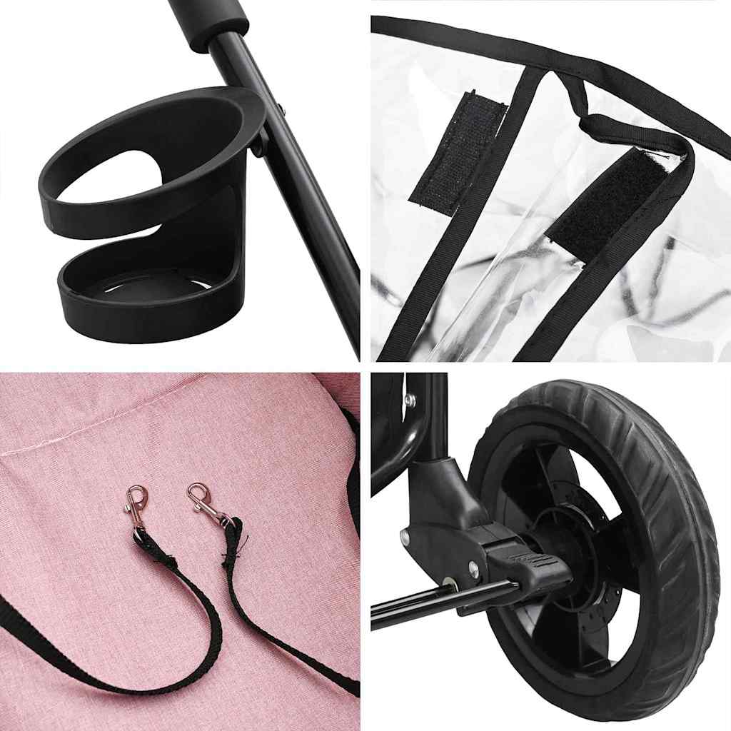 Opvouwbare Huisdierenwagen Verstelbaar Roze 78 x 54 x 101 cm