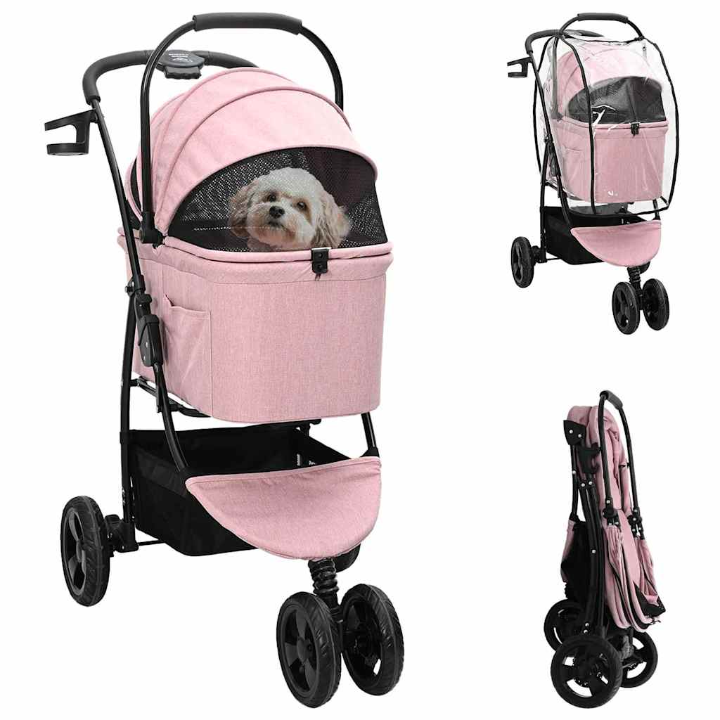 Opvouwbare Huisdierenwagen Verstelbaar Roze 78 x 54 x 101 cm