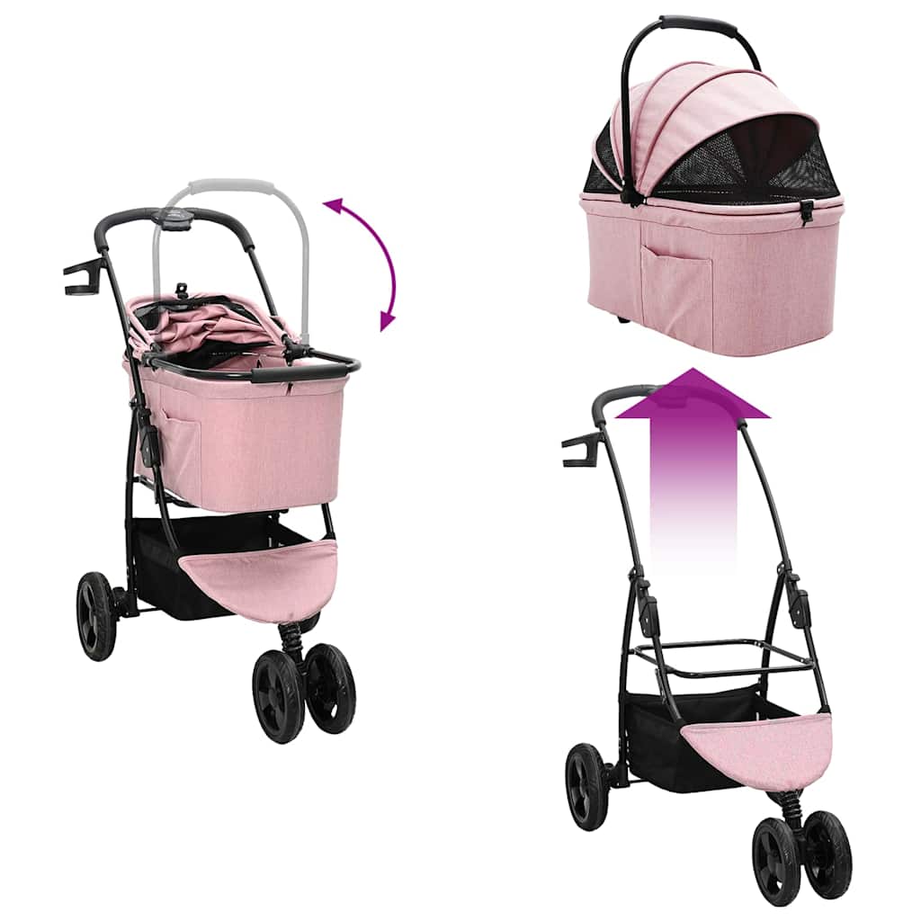 Opvouwbare Huisdierenwagen Verstelbaar Roze 78 x 54 x 101 cm