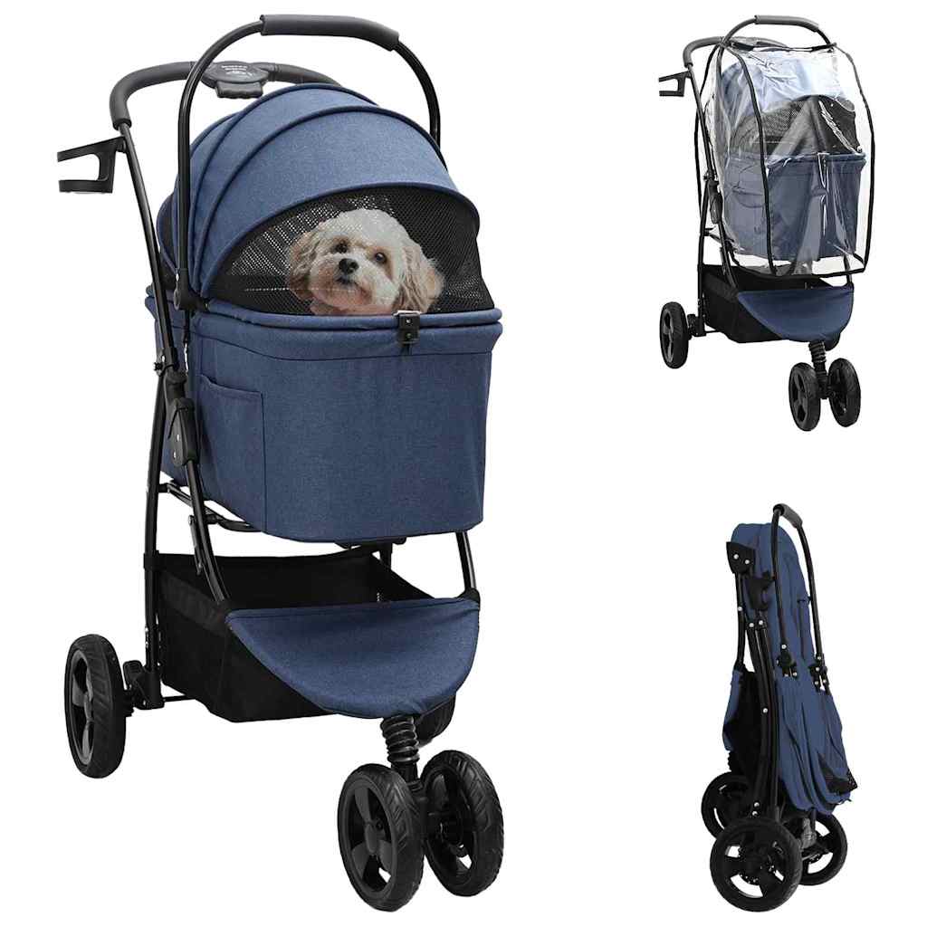 Opvouwbare Huisdierenwagen Verstelbaar Blauw 78 x 54 x 101 cm