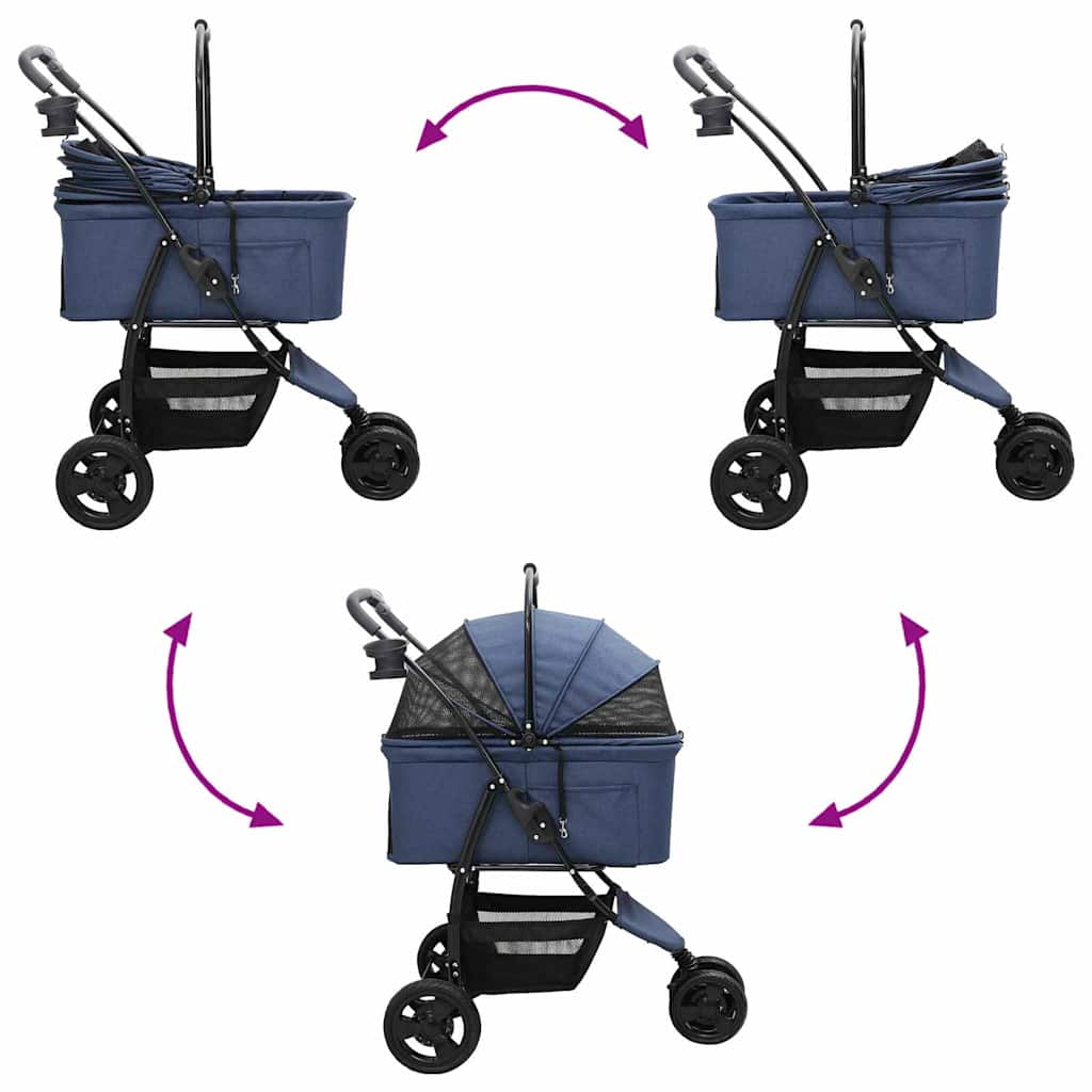 Opvouwbare Huisdierenwagen Verstelbaar Blauw 78 x 54 x 101 cm