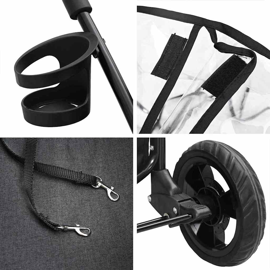 Opvouwbare Huisdierenwagen Verstelbaar Zwart 78 x 54 x 101 cm