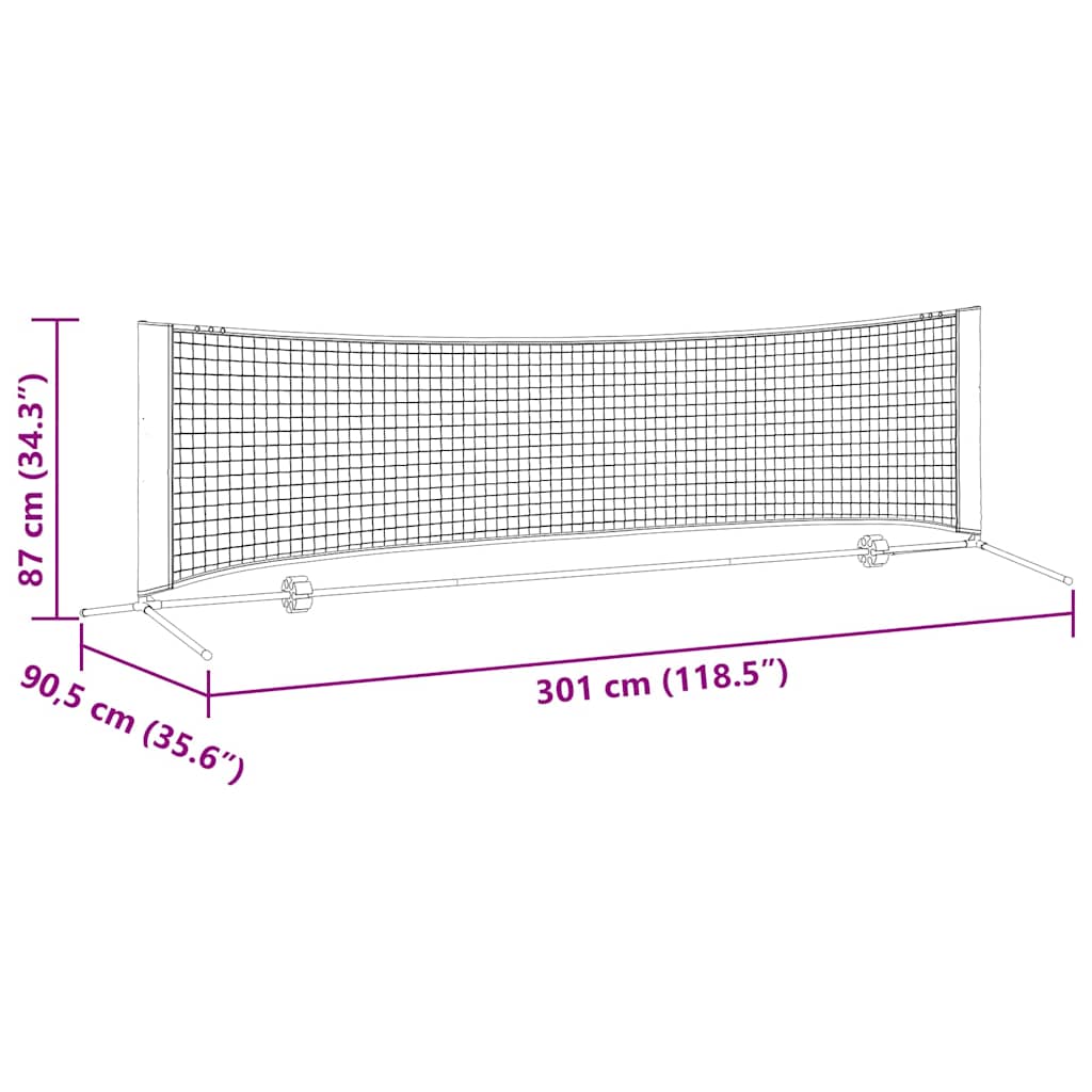 Tennisnet Zwart en rood 301 x 90.5 x 87 cm Polyester
