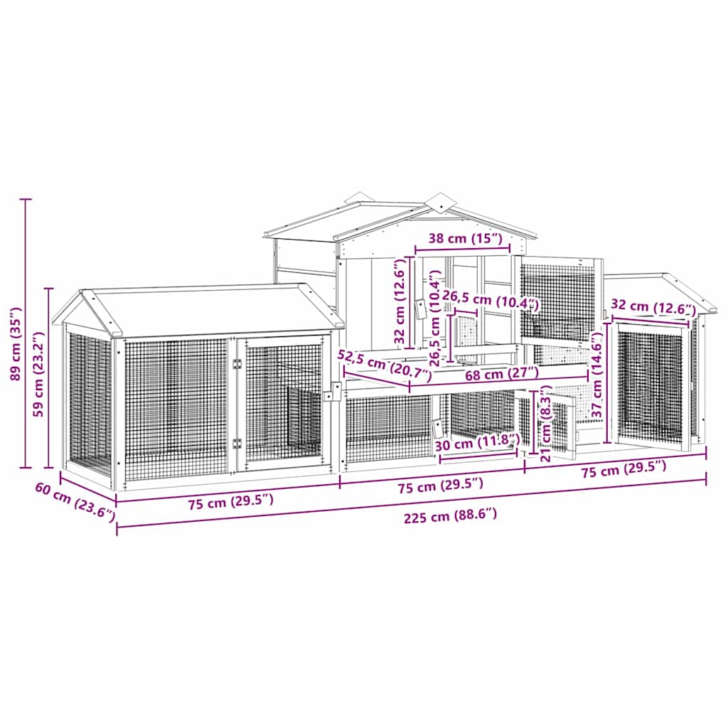 Kippenhok Bruin 225 x 60 x 89 cm