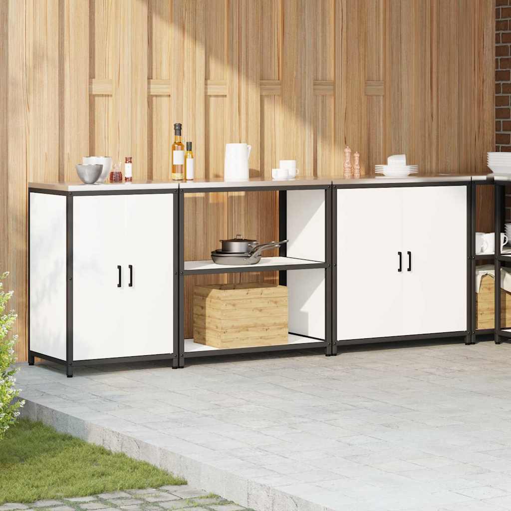 Keukenopslag set 3 pcs Wit 240 x 50 x 92 cm Koudgewalst staal