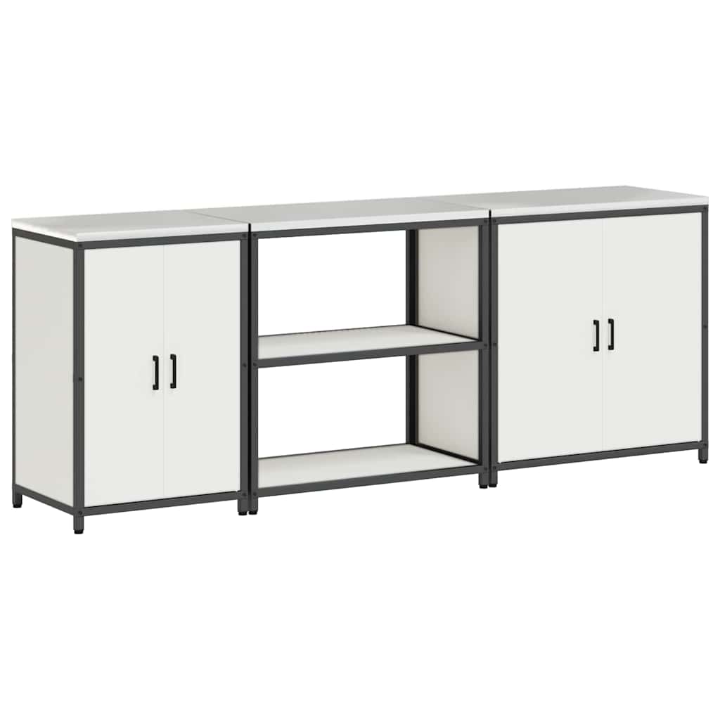 Keukenopslag set 3 pcs Wit 240 x 50 x 92 cm Koudgewalst staal