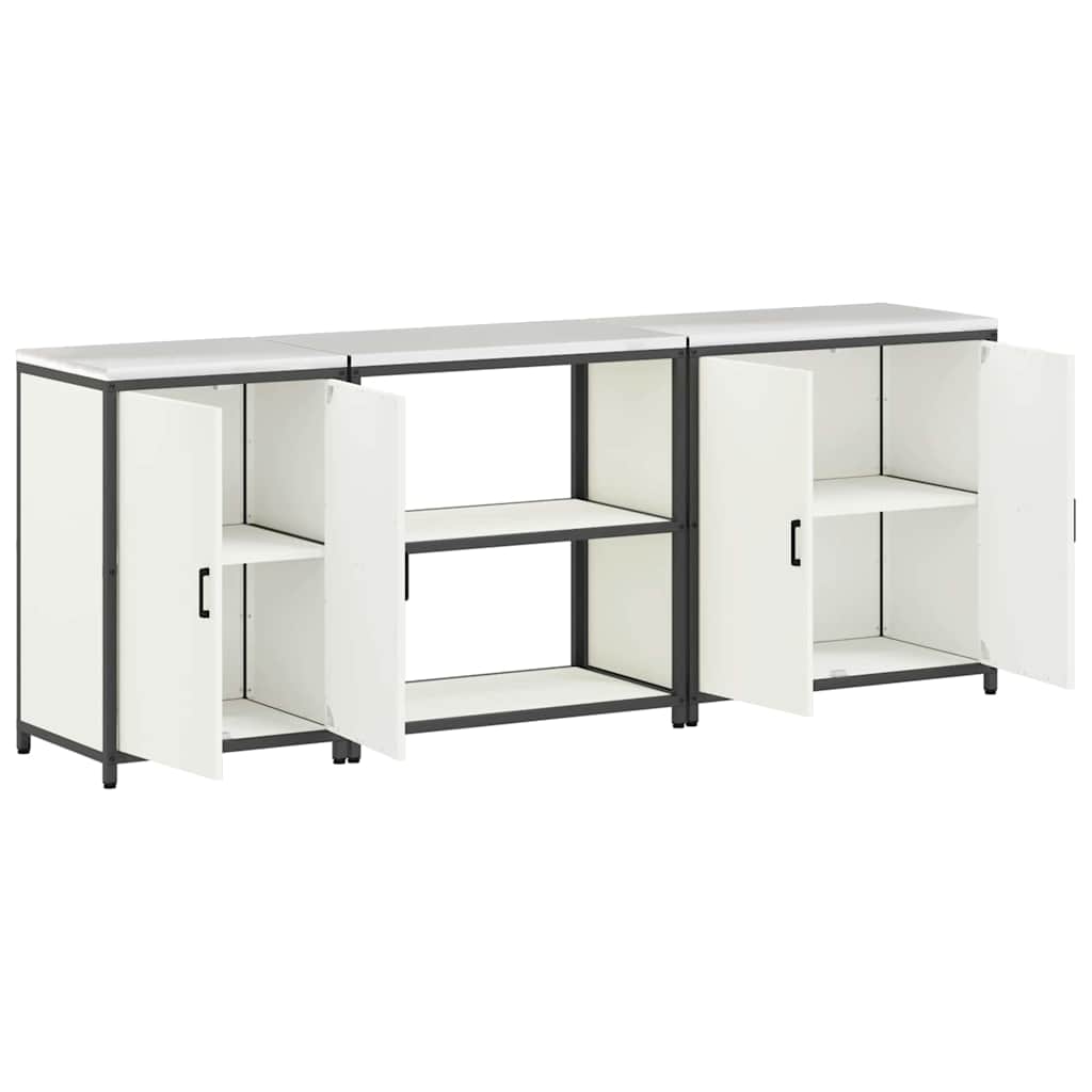 Keukenopslag set 3 pcs Wit 240 x 50 x 92 cm Koudgewalst staal