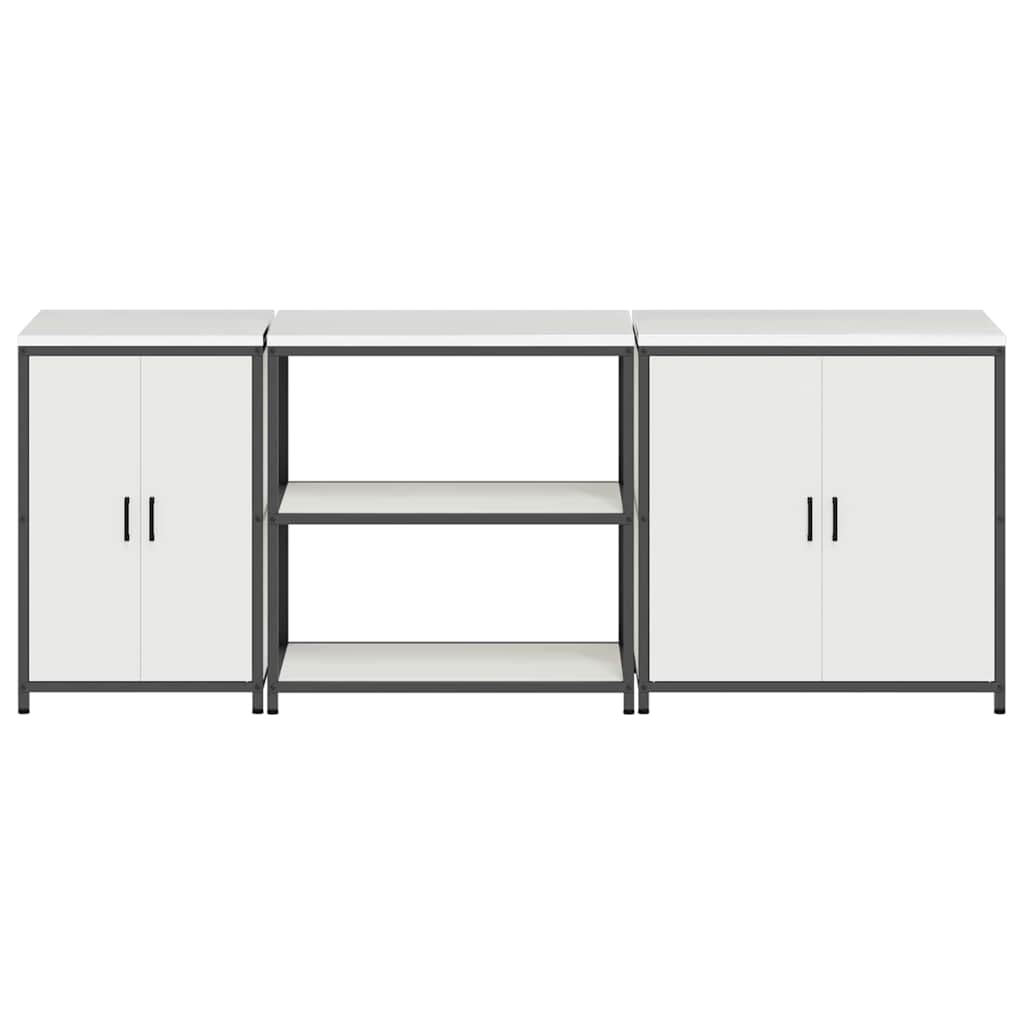 Keukenopslag set 3 pcs Wit 240 x 50 x 92 cm Koudgewalst staal
