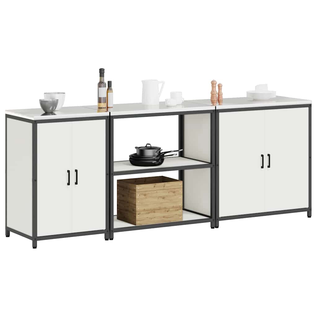 Keukenopslag set 3 pcs Wit 240 x 50 x 92 cm Koudgewalst staal