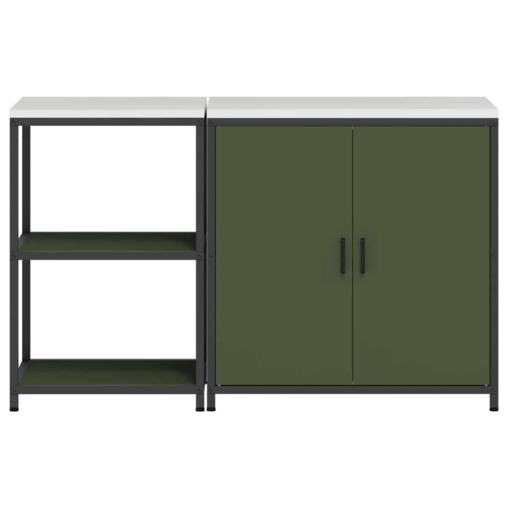 Keukenopslag set met plank 2 pcs Olijf Groen 150 x 50 x 92 cm
