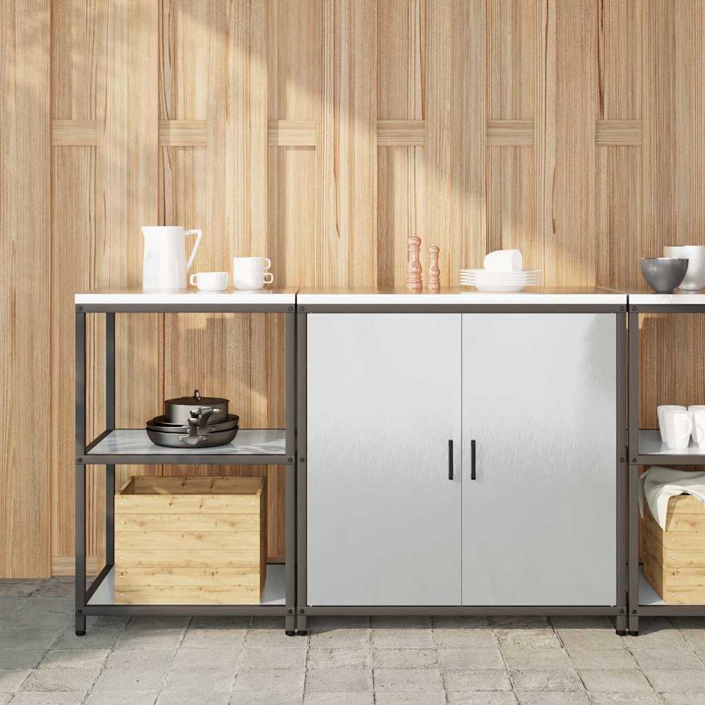 Keukenopslag set 2 pcs Zilver 150 x 50 x 92 cm Roestvrij staal