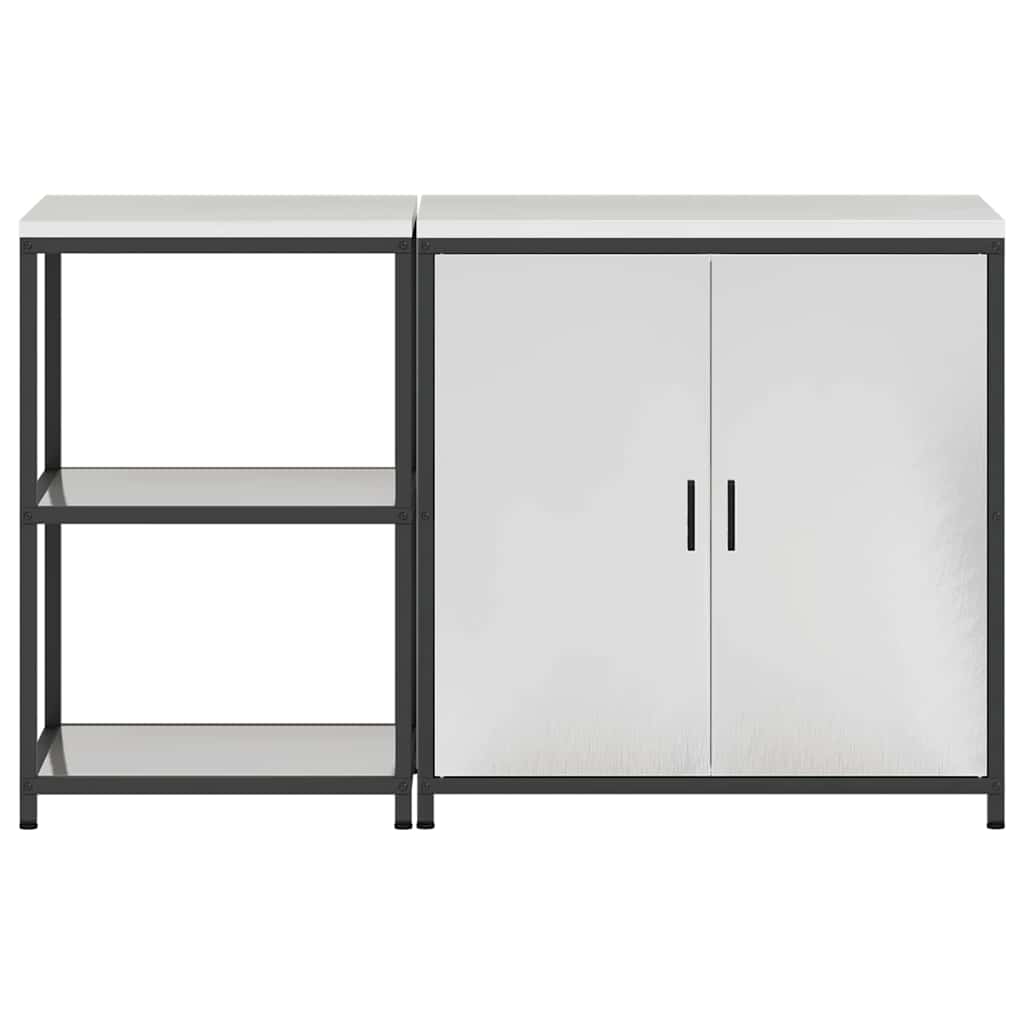 Keukenopslag set 2 pcs Zilver 150 x 50 x 92 cm Roestvrij staal