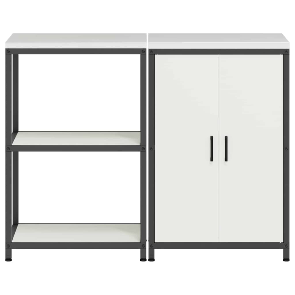 Keukenopslag set 2 pcs Wit 120 x 50 x 92 cm Koudgewalst staal