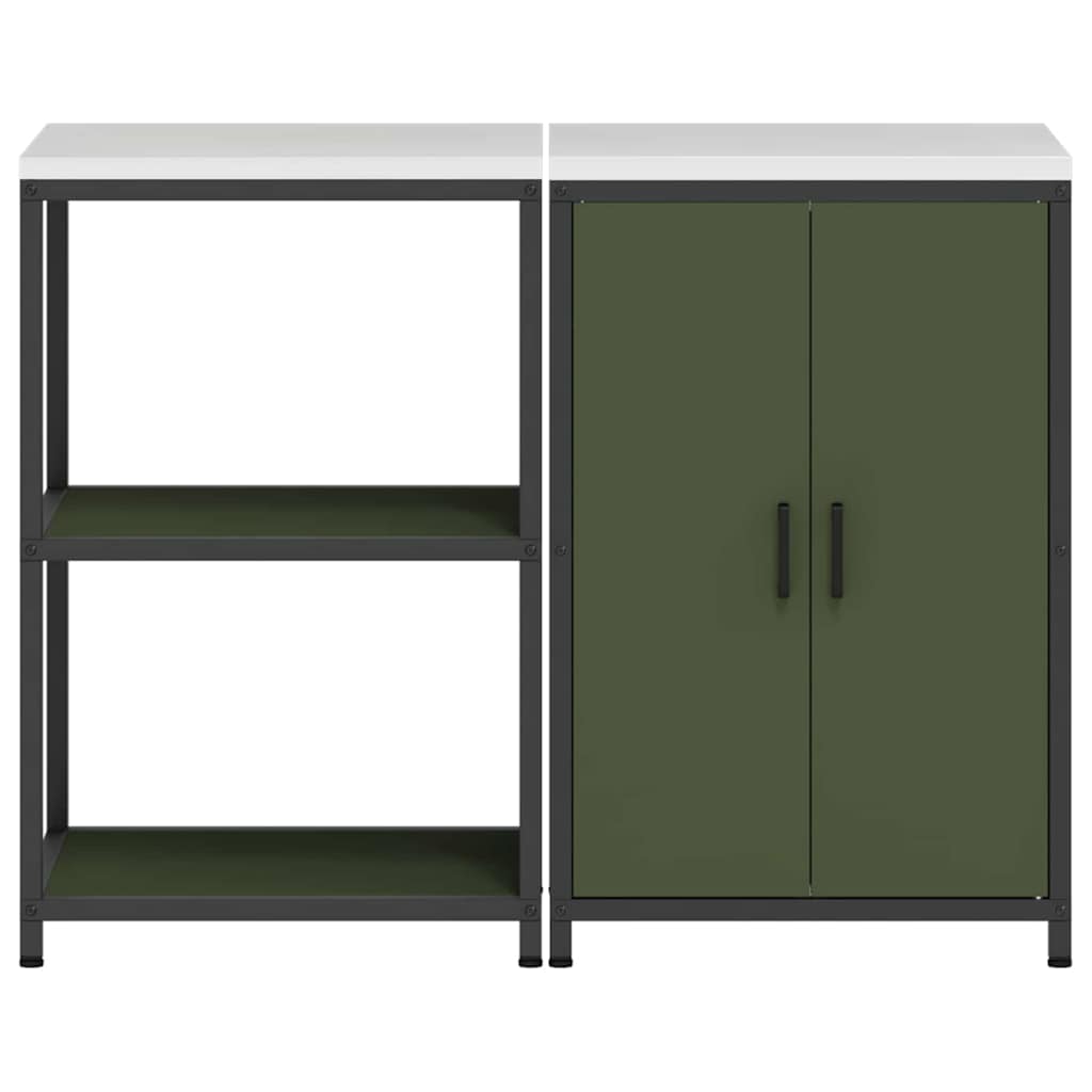 Keukenopslag set met plank 2 pcs Olijf Groen 120 x 50 x 92 cm