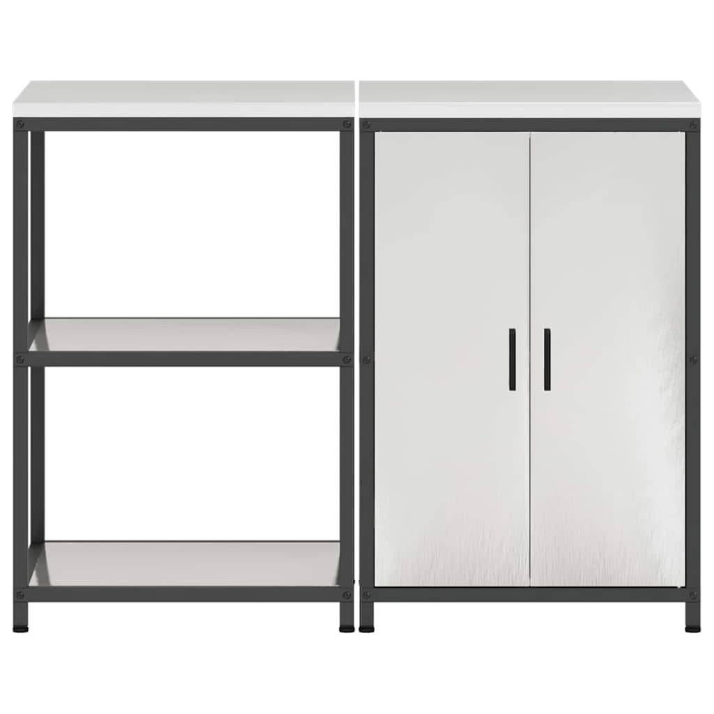 Keukenopslag set 2 pcs Zilver 120 x 50 x 92 cm Roestvrij staal