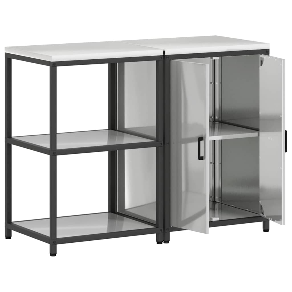 Keukenopslag set met plank 2 pcs Zilver 120 x 50 x 92 cm