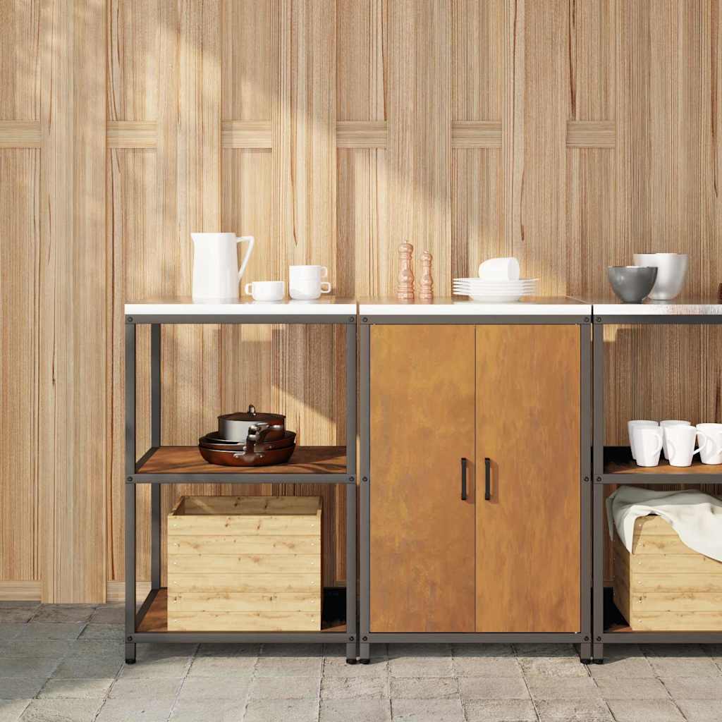 Keukenopslag set 2 pcs Roestig 120 x 50 x 92 cm Cortenstaal