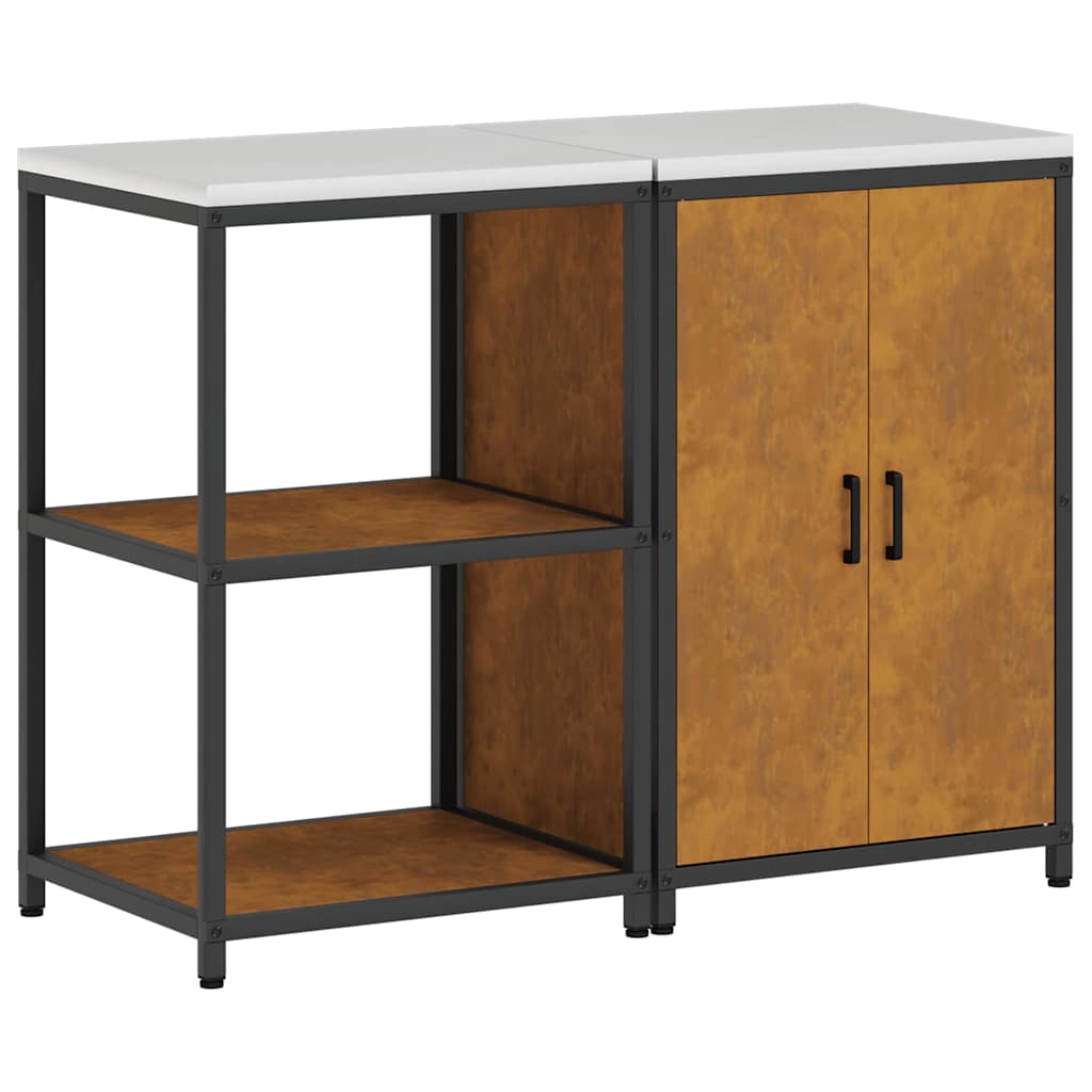 Keukenopslag set 2 pcs Roestig 120 x 50 x 92 cm Cortenstaal