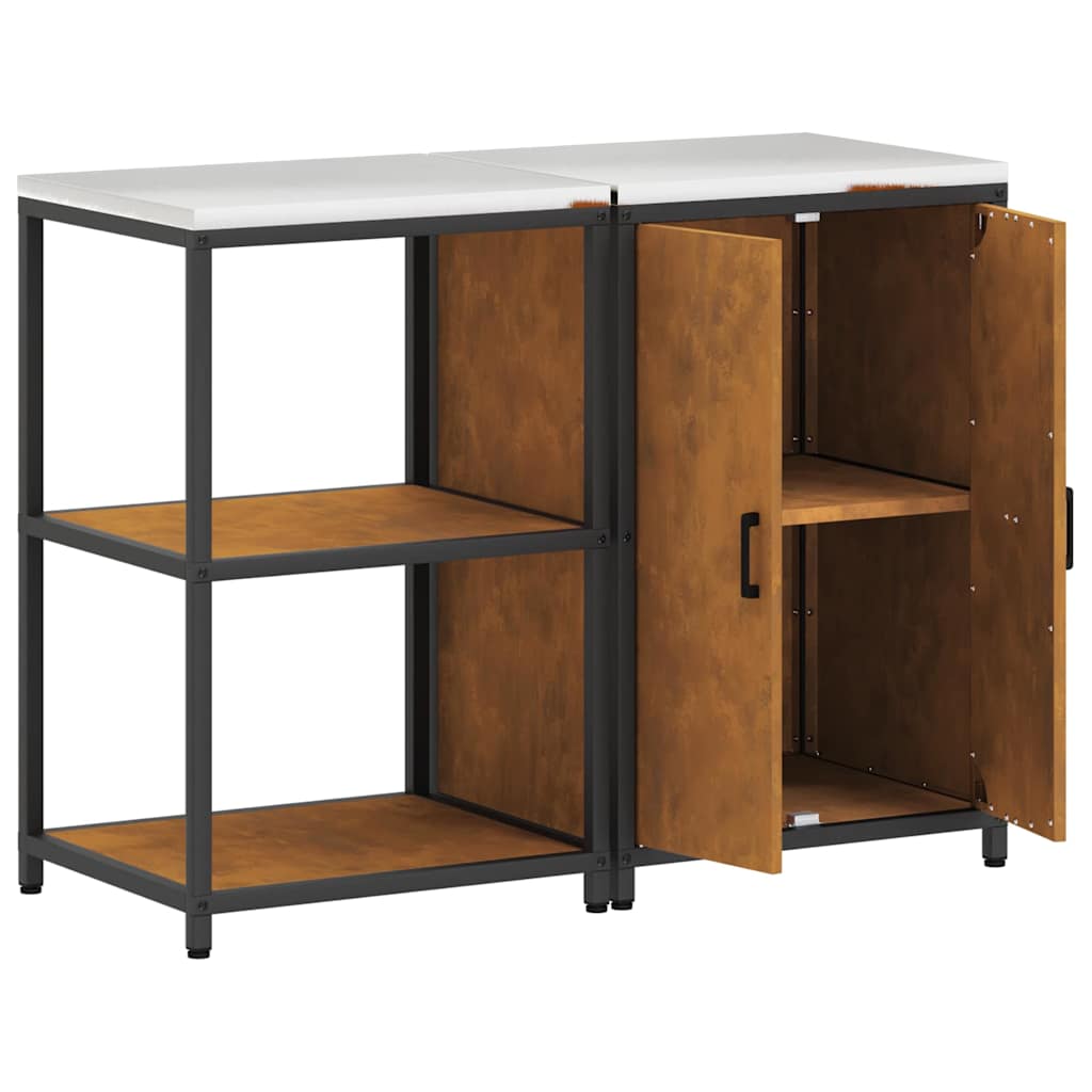 Keukenopslag set 2 pcs Roestig 120 x 50 x 92 cm Cortenstaal