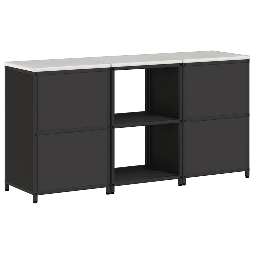 Keukenopslag set 3 pcs Zwart 180 x 50 x 92 cm Koudgewalst staal