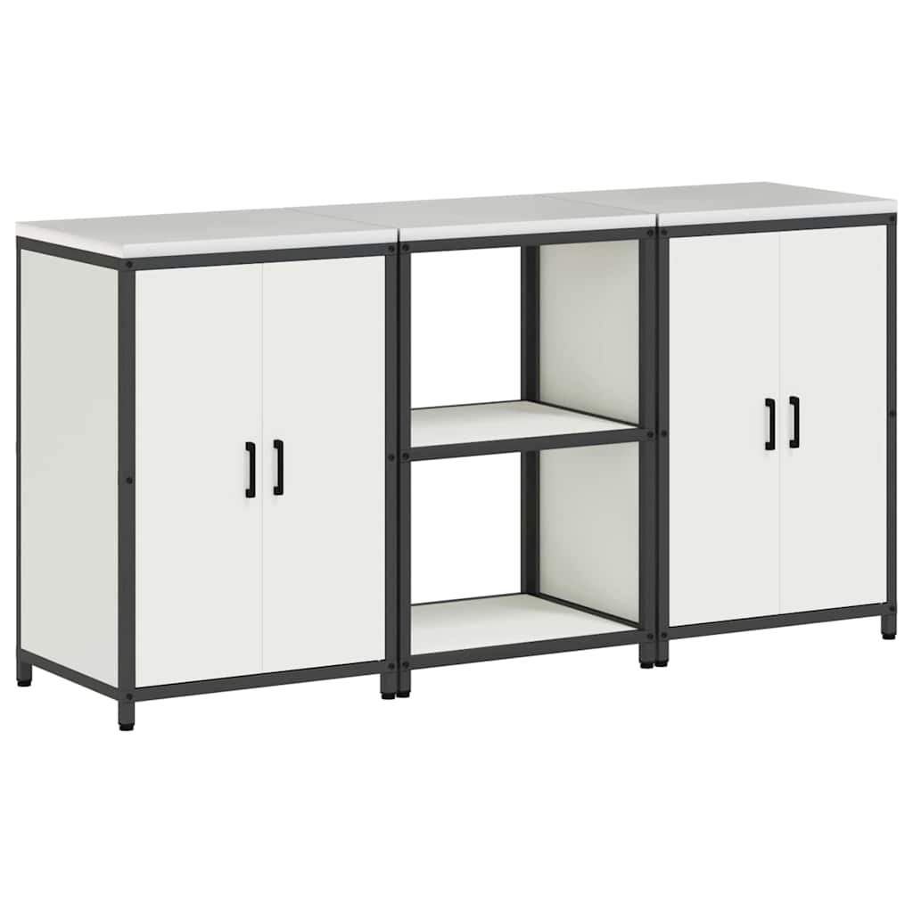 Keukenopslag set 3 pcs Wit 180 x 50 x 92 cm Koudgewalst staal
