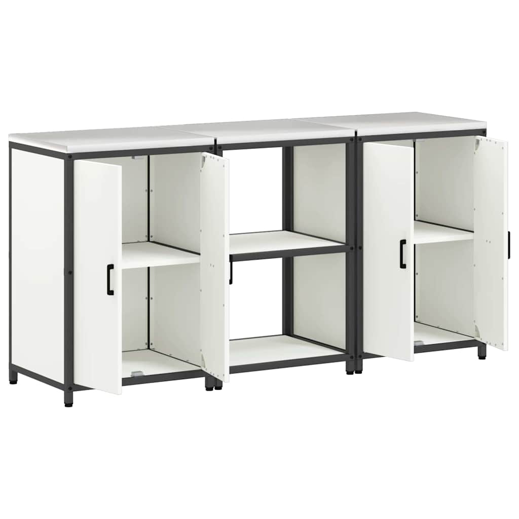 Keukenopslag set 3 pcs Wit 180 x 50 x 92 cm Koudgewalst staal