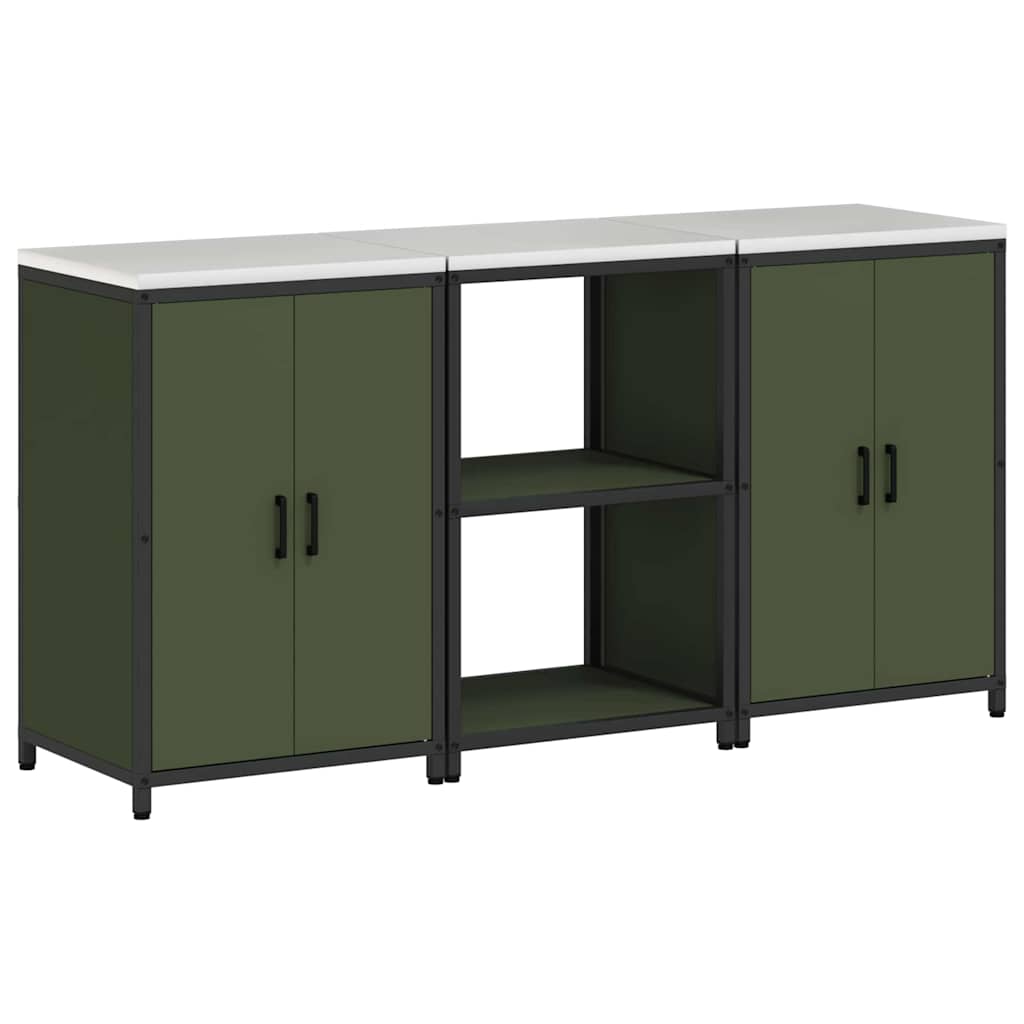 Keukenopslag set met plank 3 pcs Olijf Groen 180 x 50 x 92 cm