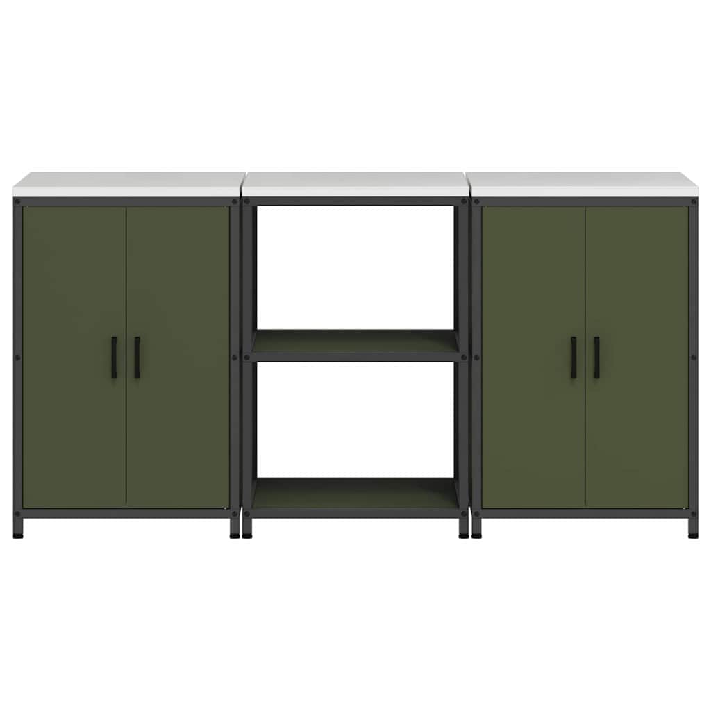 Keukenopslag set met plank 3 pcs Olijf Groen 180 x 50 x 92 cm
