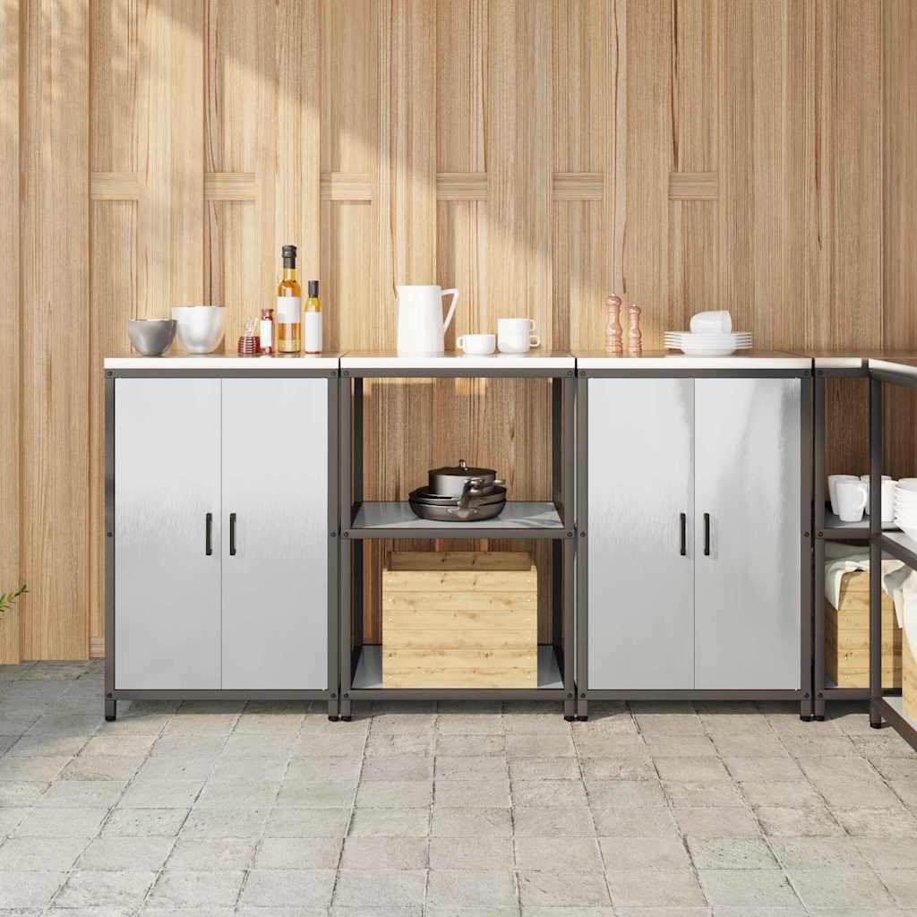 Keukenopslag set 3 pcs Zilver 180 x 50 x 92 cm Roestvrij staal