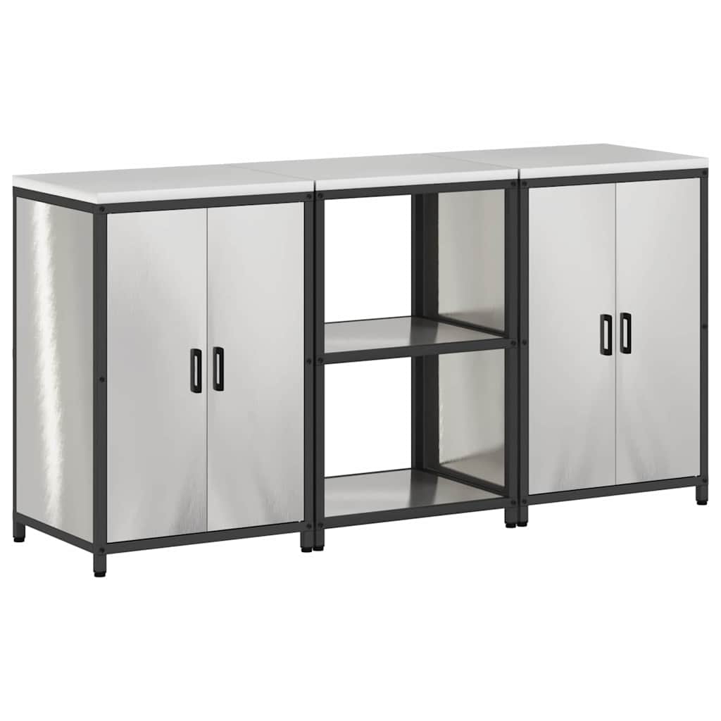 Keukenopslag set 3 pcs Zilver 180 x 50 x 92 cm Roestvrij staal