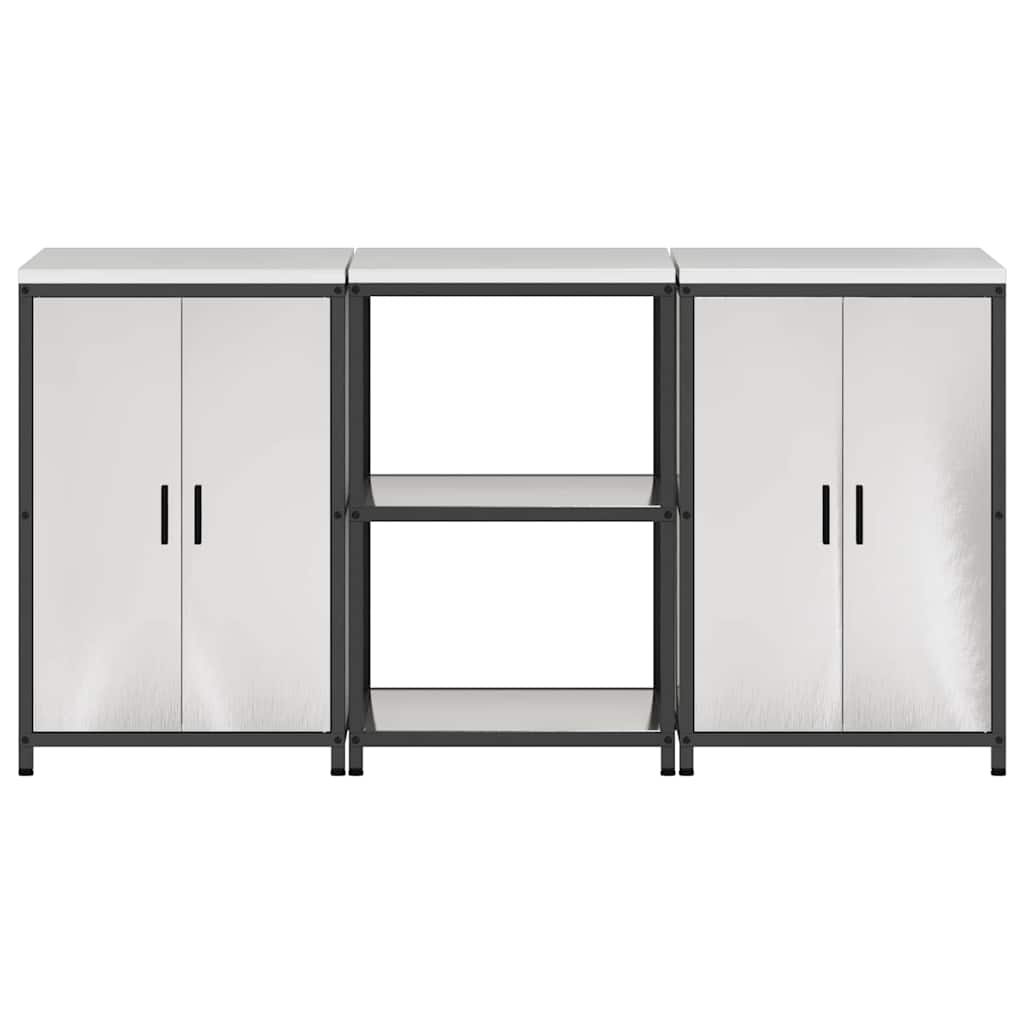 Keukenopslag set 3 pcs Zilver 180 x 50 x 92 cm Roestvrij staal