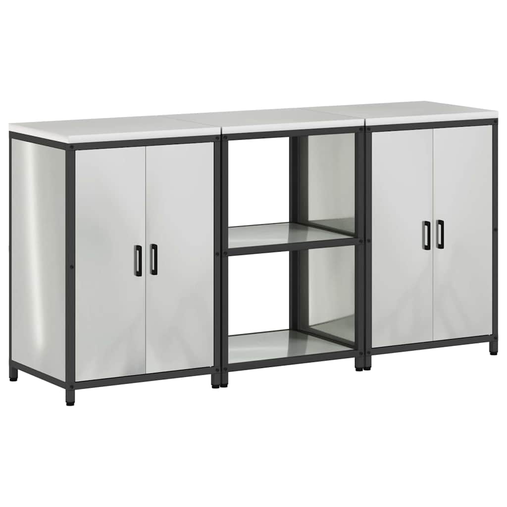 Keukenopslag set met plank 3 pcs Zilver 180 x 50 x 92 cm