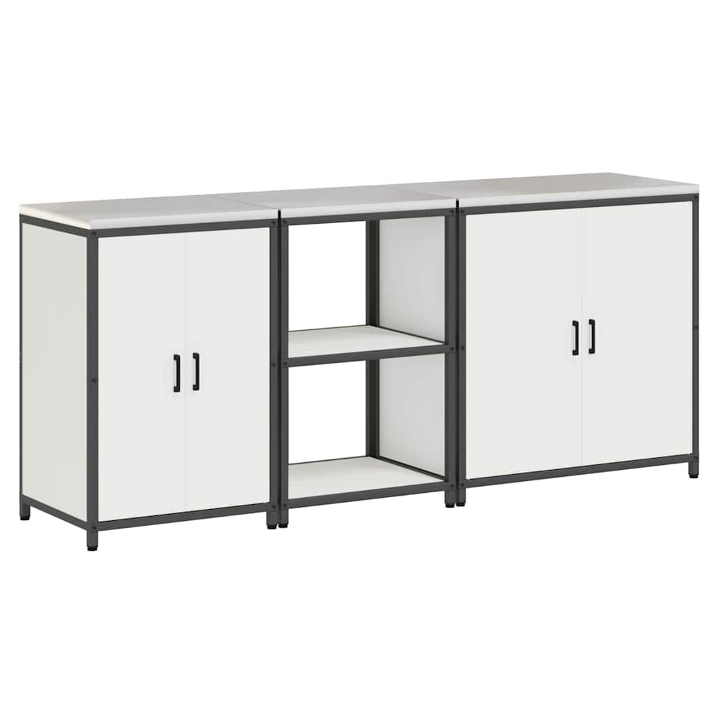 Keukenopslag set 3 pcs Wit 210 x 50 x 92 cm Koudgewalst staal