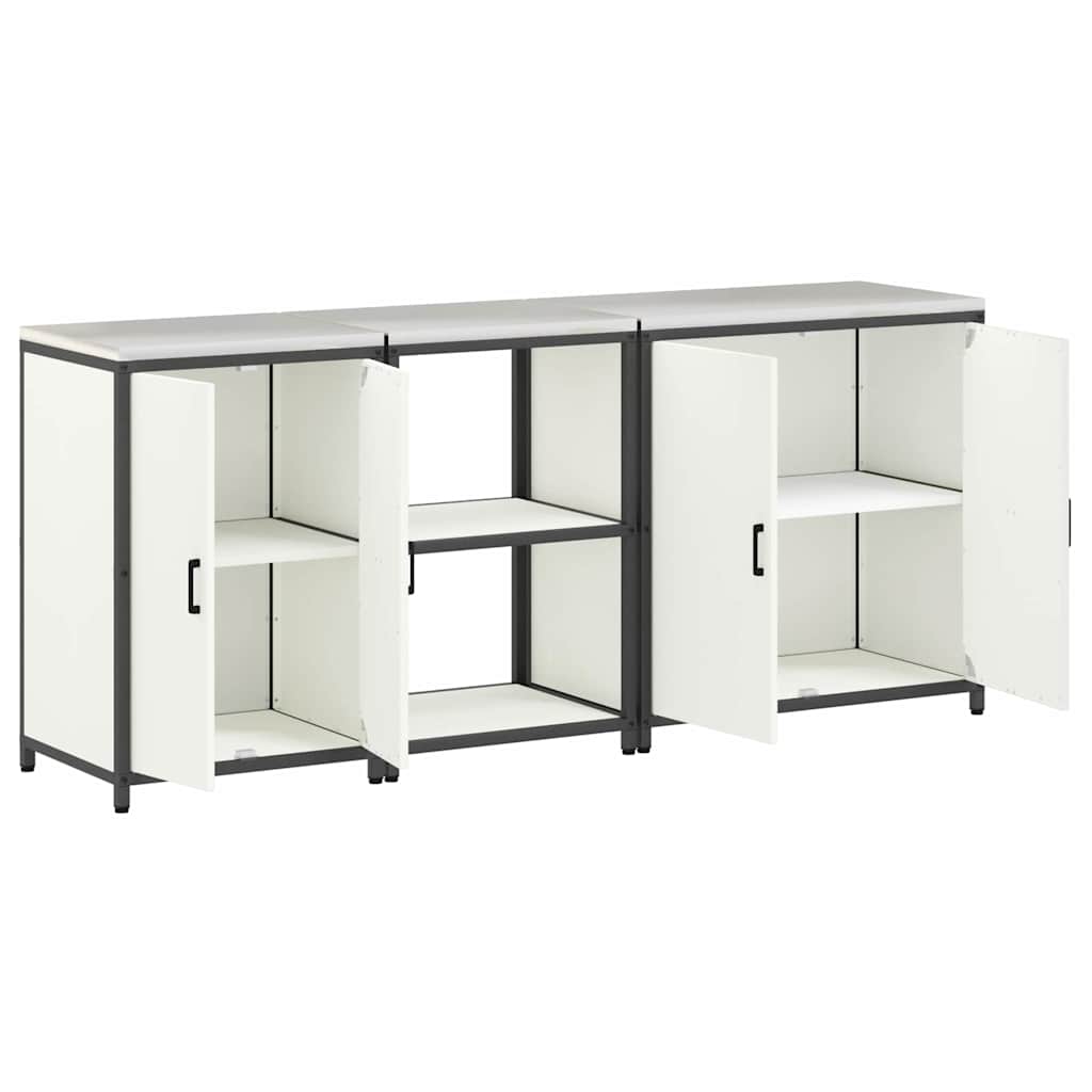Keukenopslag set 3 pcs Wit 210 x 50 x 92 cm Koudgewalst staal
