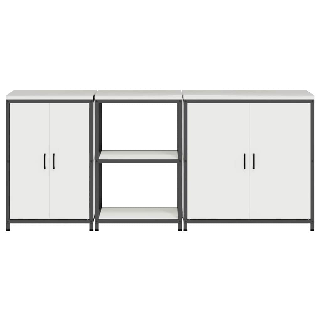 Keukenopslag set 3 pcs Wit 210 x 50 x 92 cm Koudgewalst staal
