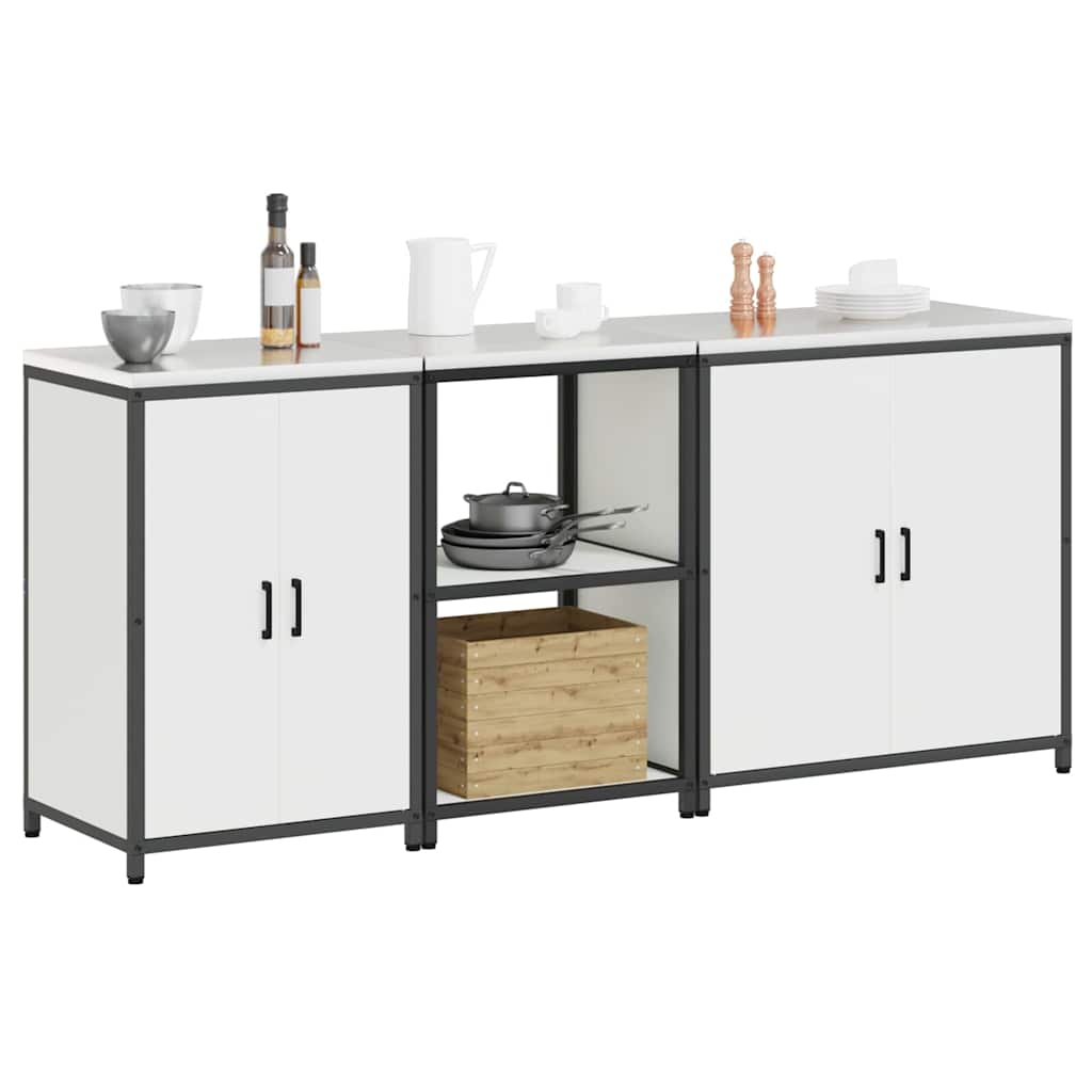 Keukenopslag set 3 pcs Wit 210 x 50 x 92 cm Koudgewalst staal