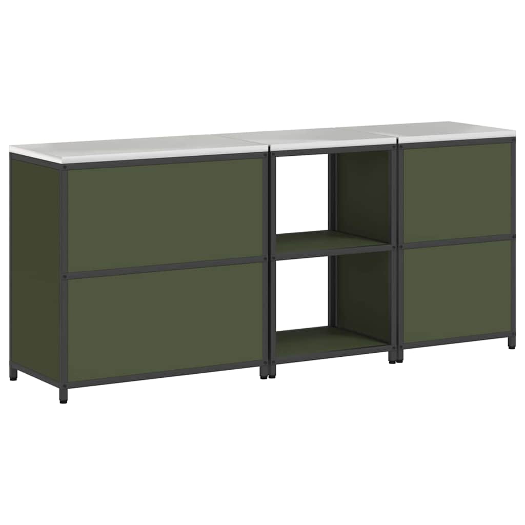 Keukenopslag set met plank 3 pcs Olijf Groen 210 x 50 x 92 cm