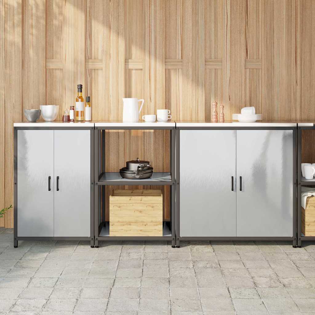 Keukenopslag set 3 pcs Zilver 210 x 50 x 92 cm Roestvrij staal