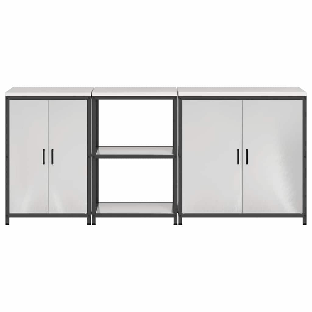 Keukenopslag set 3 pcs Zilver 210 x 50 x 92 cm Roestvrij staal