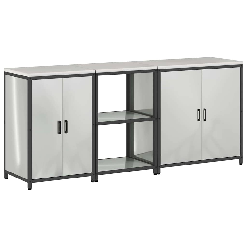 Keukenopslag set met plank Anders 3 pcs Zilver 210 x 50 x 92 cm
