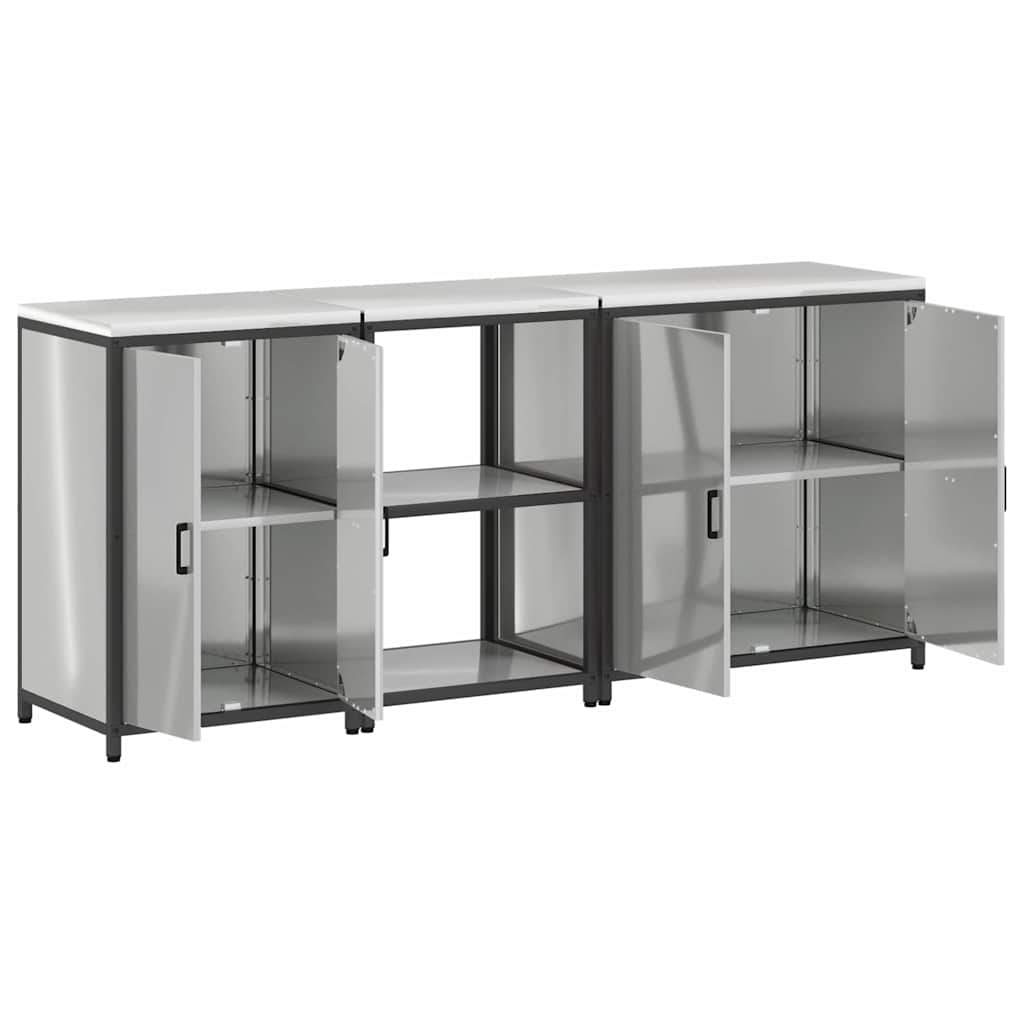 Keukenopslag set met plank Anders 3 pcs Zilver 210 x 50 x 92 cm