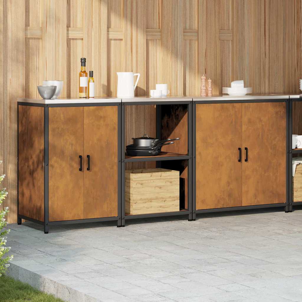 Keukenopslag set 3 pcs Roestig 210 x 50 x 92 cm Cortenstaal