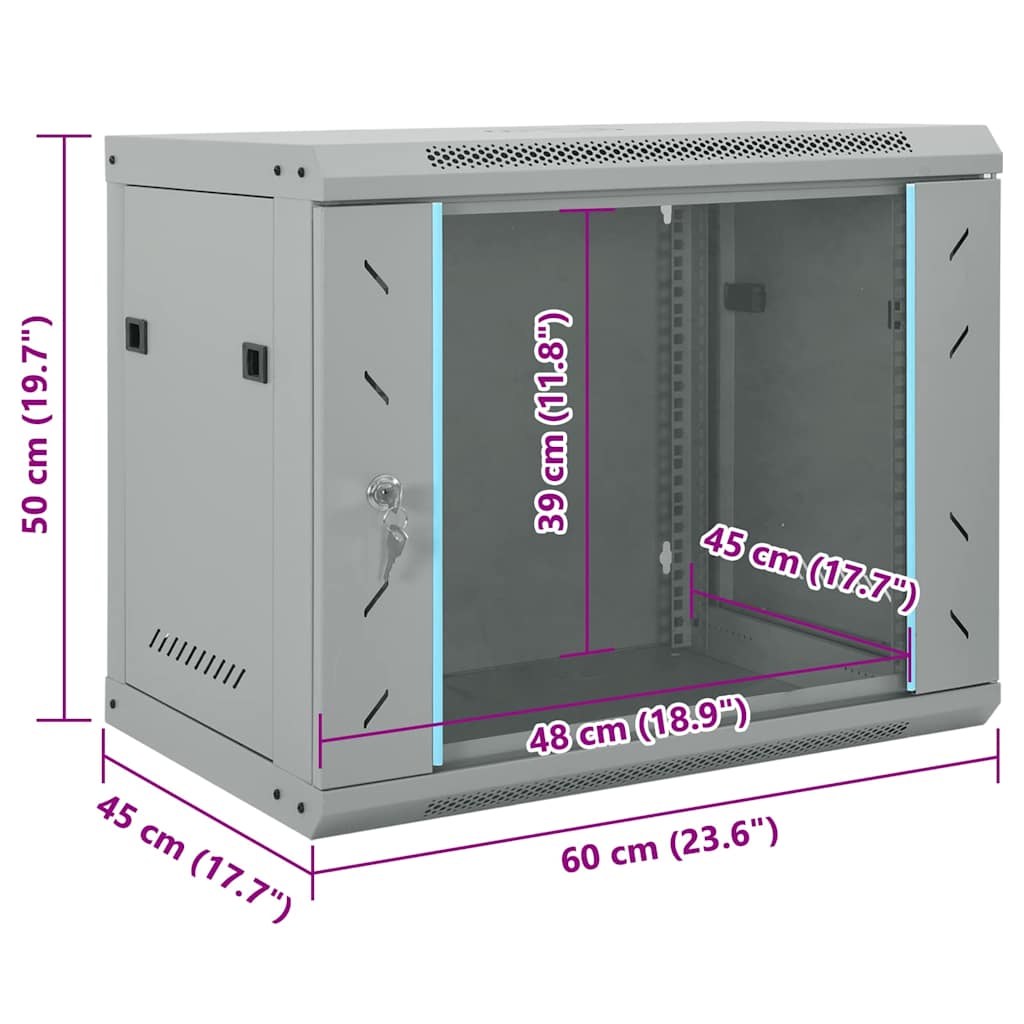Netwerk kabinet met opslag Grijs 60 x 45 x 50 cm Staal