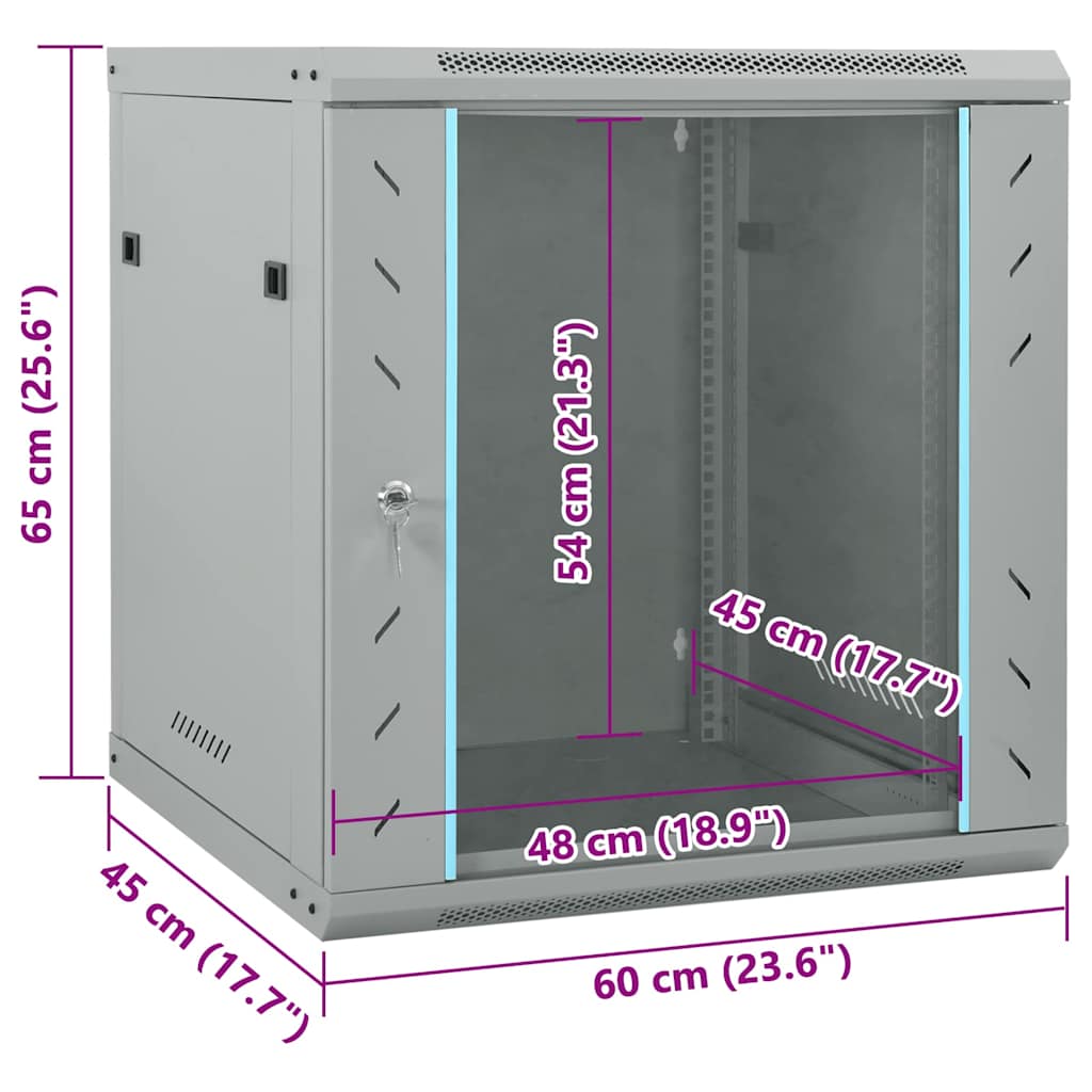 Netwerk kabinet met opslag Grijs 60 x 45 x 65 cm Staal